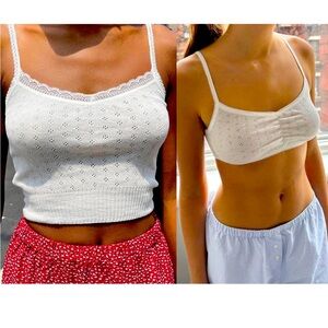 Brandy Melville Eyelet Lace Serena Tank & Eyelet Pointelle Bralette
